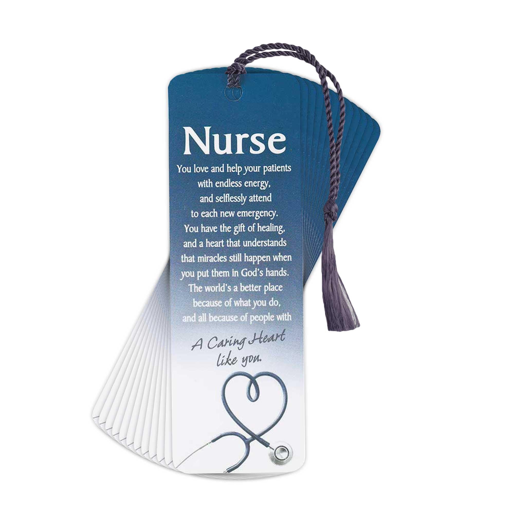 Dicksons Nurse Caring Heart Script Deep Blue Cardstock Tassel Bookmark Tags Pack of 12