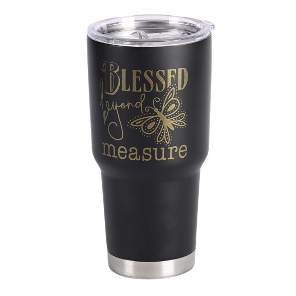 Dicksons On the Go Travel Tumbler With Sliding Lid 30 Oz Stainless Steel Pastor Black
