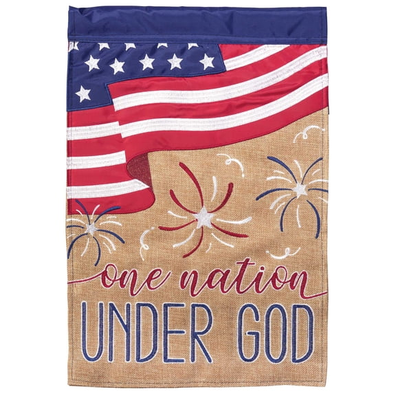 Dicksons One Nation Under God Burlap Brown 13 x 18 Polyester Outdoor Garden Flag