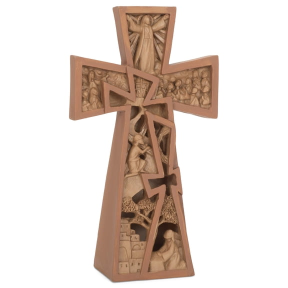 Dicksons Pierced Stages of Christ Resurrection 8 x 6 Resin Stone Table Top Cross