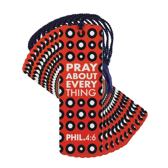 Dicksons Pray About Everything Red Black Dot 6 inch Paper Tussled Bookmark Pack of 12