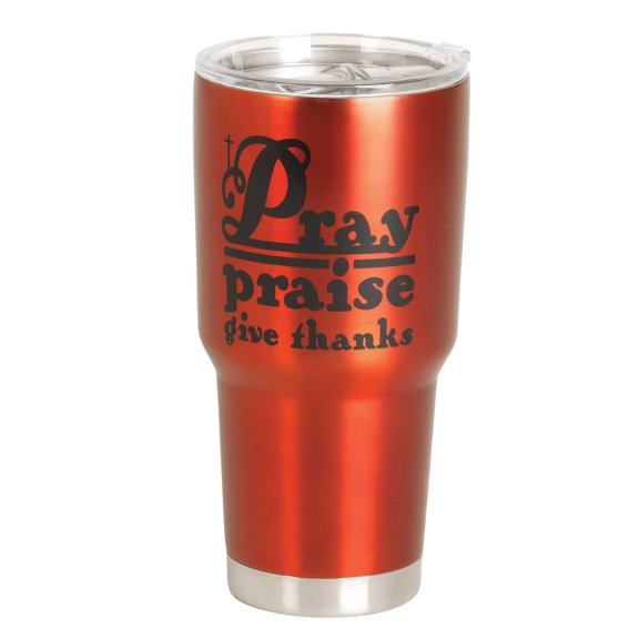 Dicksons Pray Praise Give Thanks Red 30 ounce Stainless Steel Travel Tumbler