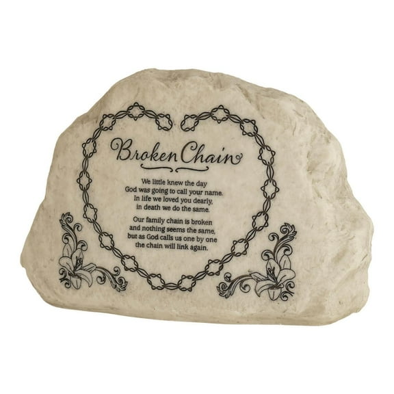 Broken Chains Poem Grey Memorial 6 x 9 Resin Outdoor Garden Stone
