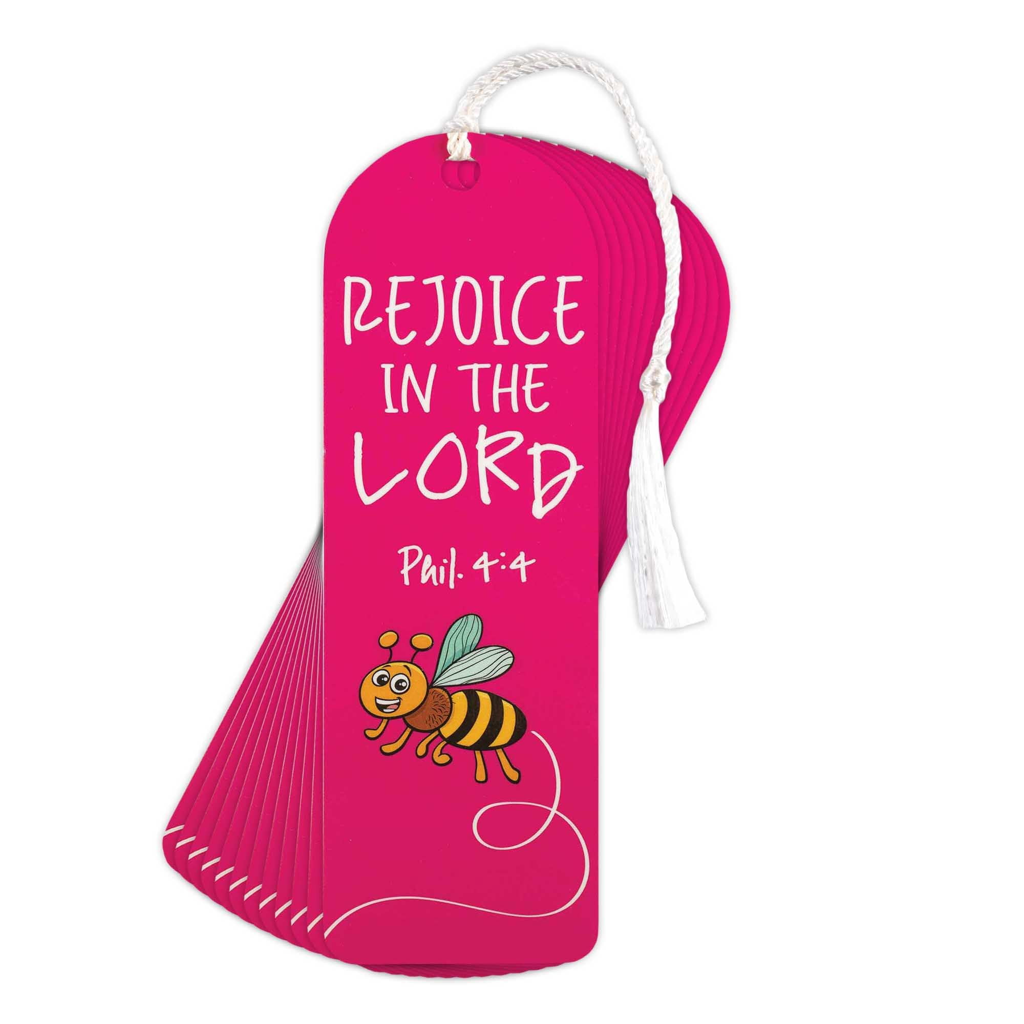 Dicksons Rejoice Neon Pink 6 x 2 Inch Cardstock Keepsake Tassels Bookmarks Pack of 12