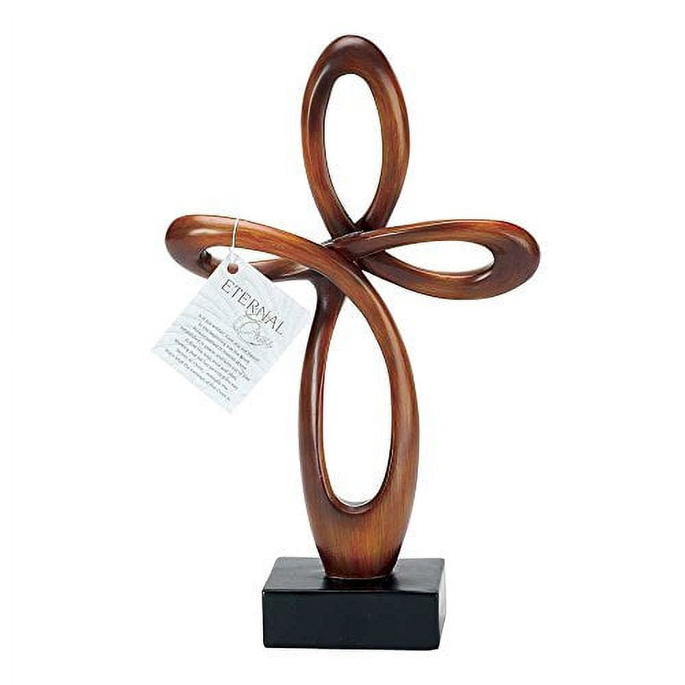 Dicksons Resin Tabletop Cross with Brown Finish 12" High