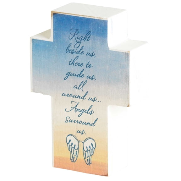 Dicksons Right Beside Us Guide Angels Blue 4 inch MDF Table Top Cross