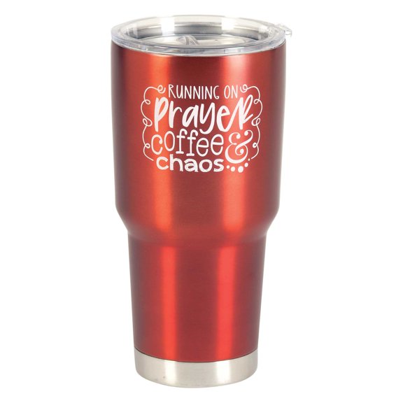 Dicksons Running On Prayer Red and White 30 Ounce Stainless Steel Travel Tumbler