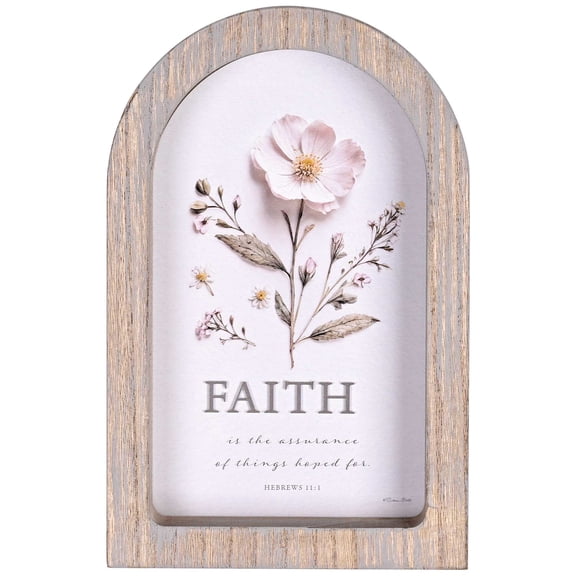Dicksons Scripture Wall Art With Rustic Arched Wood Frame, Inspirational Christian Home Dcor 7 x 11 Inch Floral Faith Is Assurance