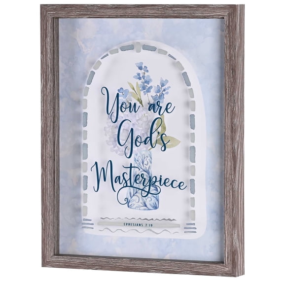 Dicksons Scripture Wall Art With Rustic Wood Frame, Inspirational Christian Home Dcor 17 x 13 Inch Floral You Are God's Masterpiece