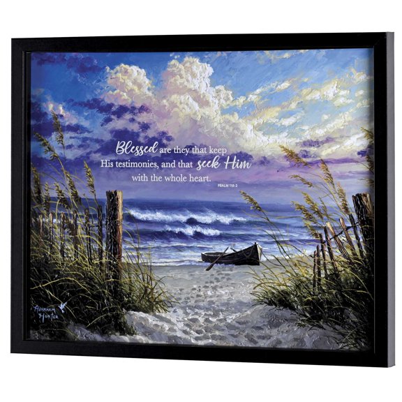 Dicksons Seek Him With The Whole Heart Psalm 119:2 Black Wood and Glass Shadowbox Style Hanging Wall Art 21 x 17 Inch