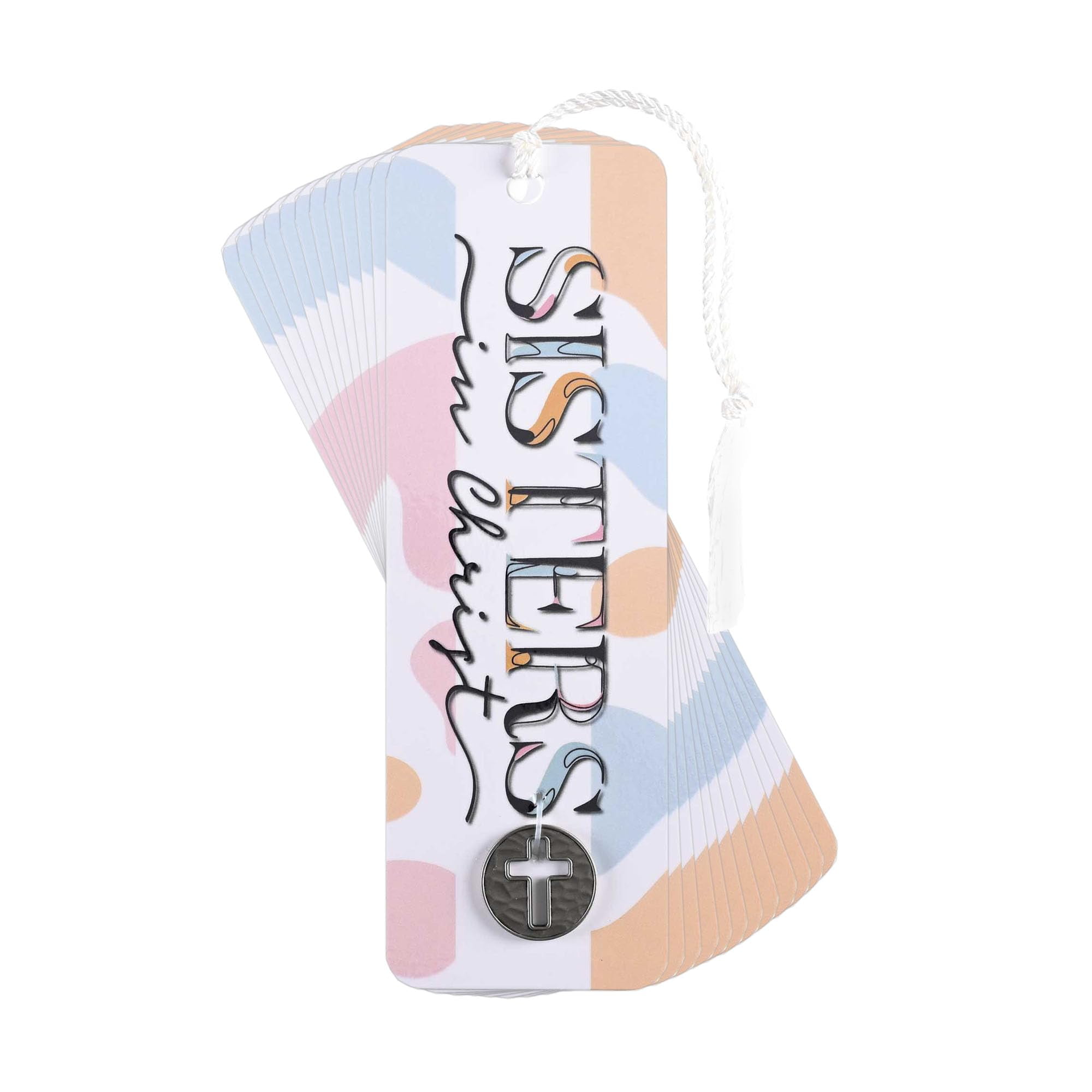 Dicksons Sisters in Christ, Sisters by Heart, Multicolor 6 x 2 Inch Paper Tassel Bookmark with Coin; Pack of 15