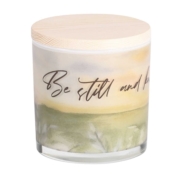 Dicksons Softly Scented Inspirational Christian Jar Candle With 50 Hour Burn Time 13 Ounce Soy Wax Double Cotton Wick Be Still and Know
