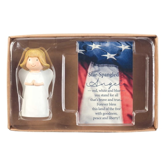 Dicksons Star-Spangled Angel 3.5 x 5.5 Inch Resin Tabletop Figurine with Card