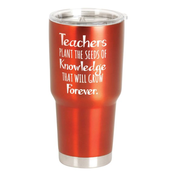 Dicksons Teachers Plant Seeds Knowledge Grow Red 30 ounce Stainless Steel Travel Tumbler