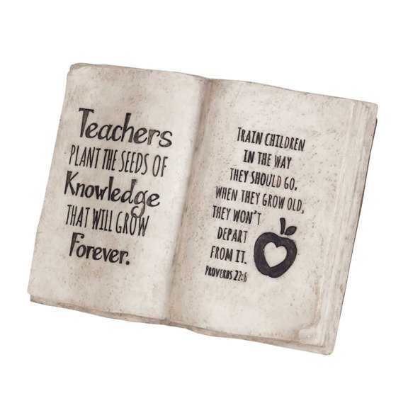 Dicksons Teachers Plant Seeds of Knowledge Stone Grey 8 x 6 Resin Engraved Tabletop Book Plaque