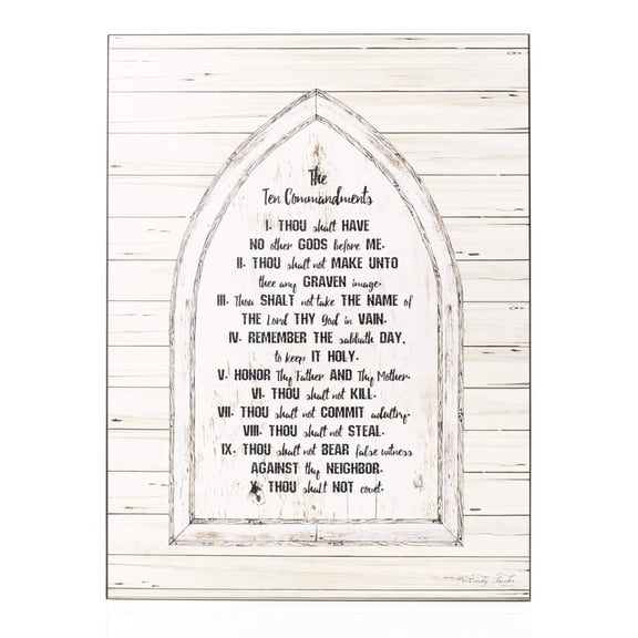 Dicksons Ten Commandments Shiplap White 12 x 16 Wood Decorative Wall Plaque