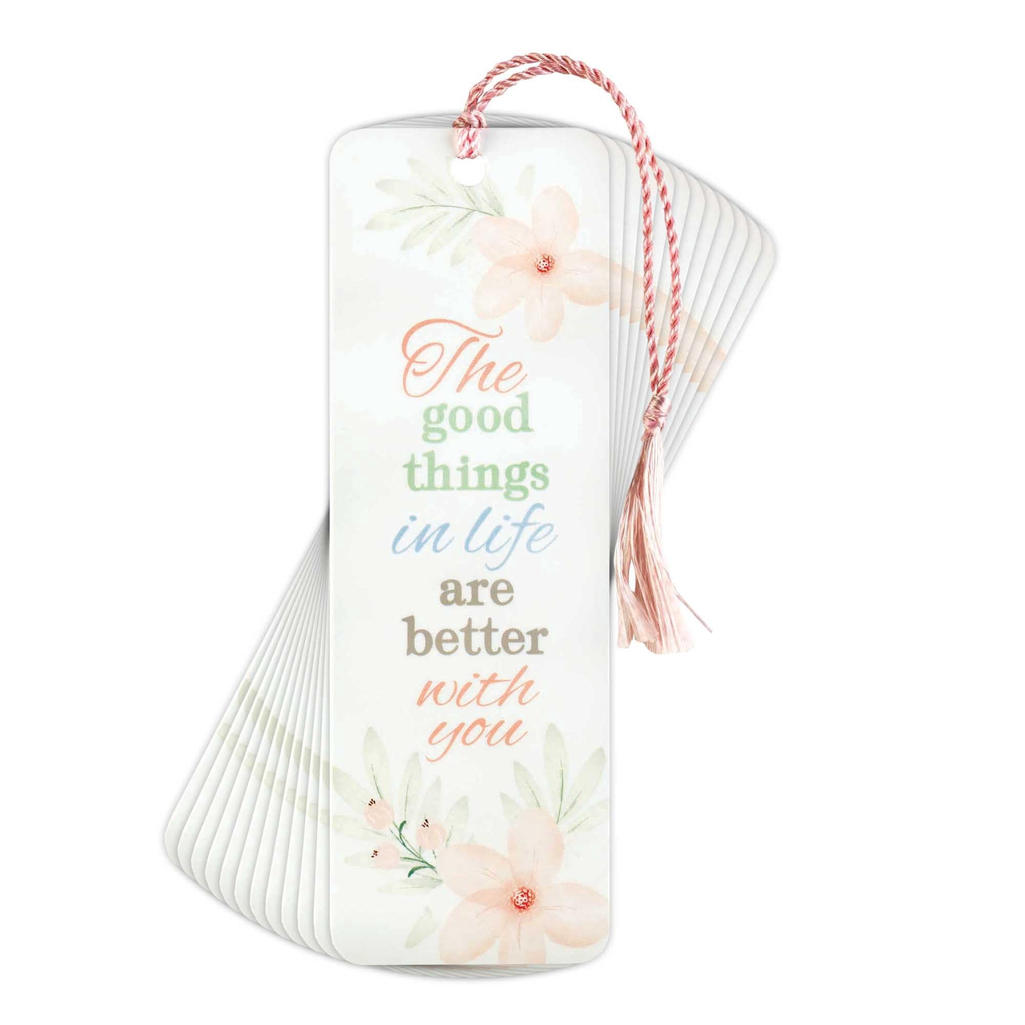 Dicksons The Good Things in Life are Better with You White 6 x 2 Paper and Tassel Tassel Decoration Bookmark Pack of 12