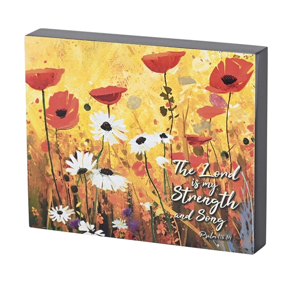 Dicksons The Lord Is My Strength, Psalm 118:14, Multicolor 9.5 x 7.75 Inch MDF Wood Tabletop or Wall Plaque