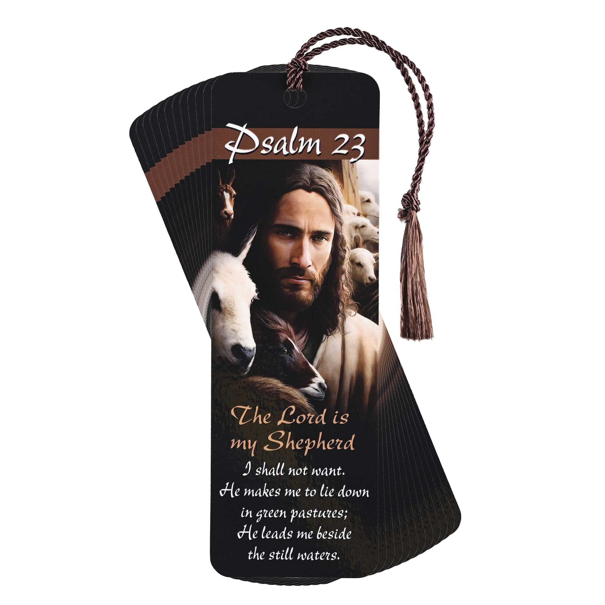 Dicksons The Lord is My Shepherd - Psalm 23, Multicolor 6 x 2 Inch Laminated Cardstock Tassel Bookmark; Pack of 12