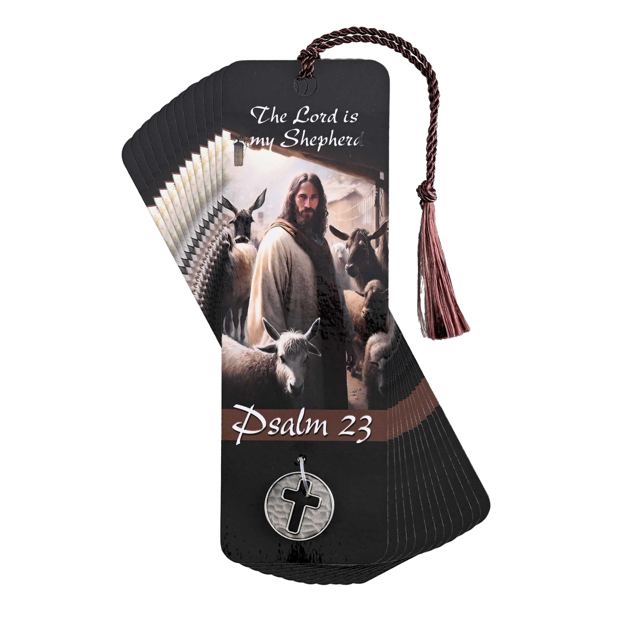 Dicksons The Lord is My Shepherd Psalm 23, Multicolor 6 x 2 Inch Paper Tassel Bookmark with Coin; Pack of 15