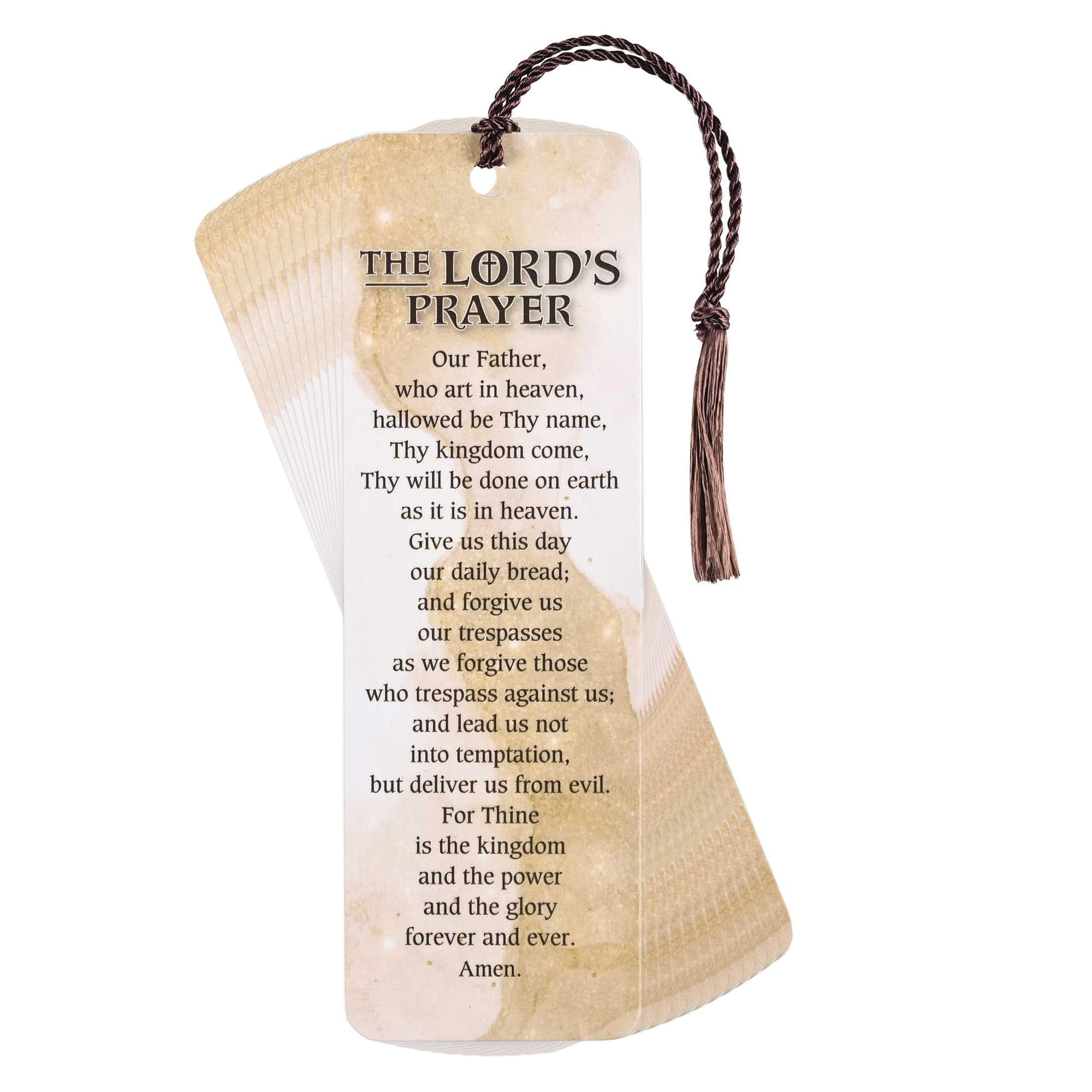 Dicksons The Lords Prayer, Brown/White 6 x 2 Inch Laminated Cardstock Tassel Bookmark; Pack of 12