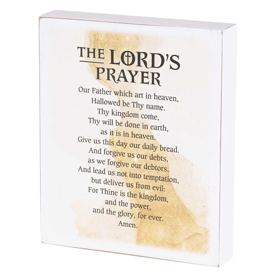 Dicksons The Lords Prayer - Our Father In Heaven, White 9.4 x 7.75 Inch MDF Wood Tabletop Wall Art Plaque
