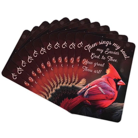 Dicksons Then Sings My Soul Cardinal, Red/Black 3.8 x 2.5 Inch Laminated Cardstock Pocket Card Bookmark; Pack of 12
