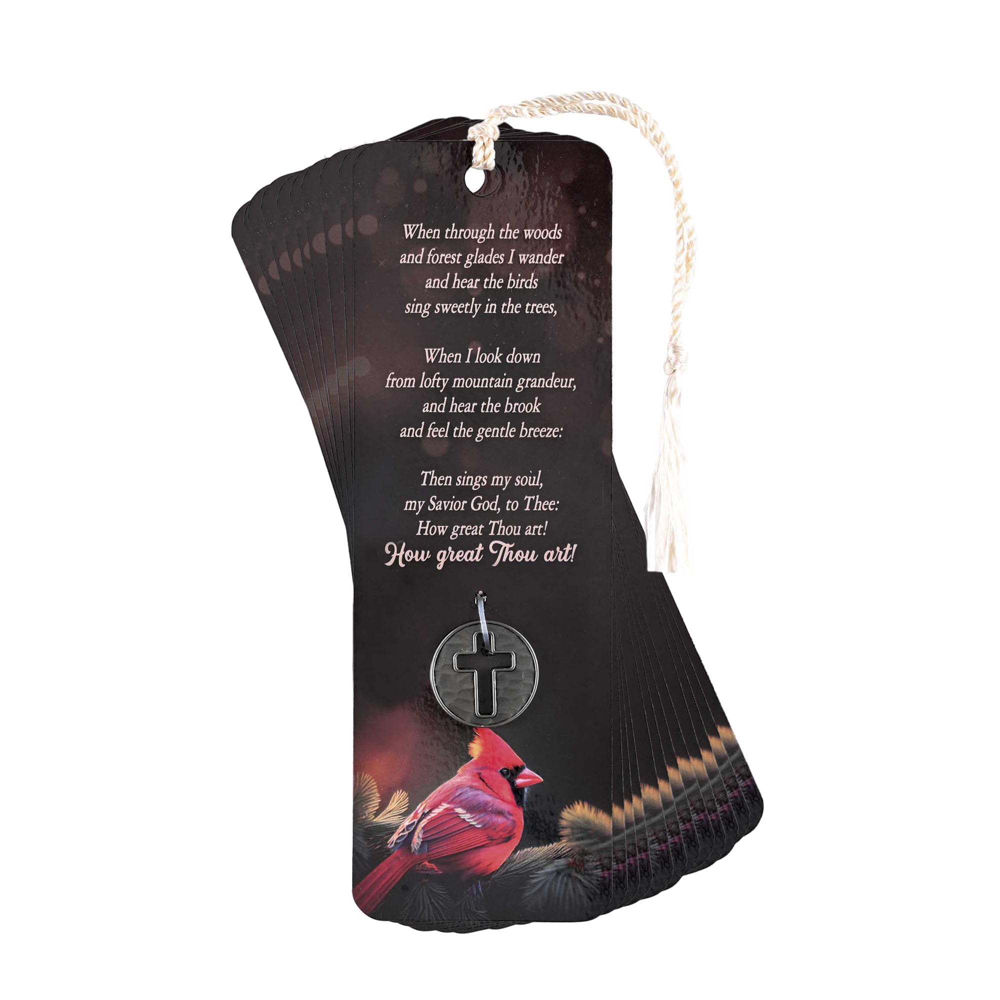 Dicksons Then Sings My Soul - How Great Thou Art, Multicolor 6 x 2 Inch Paper Tassel Bookmark with Coin; Pack of 15