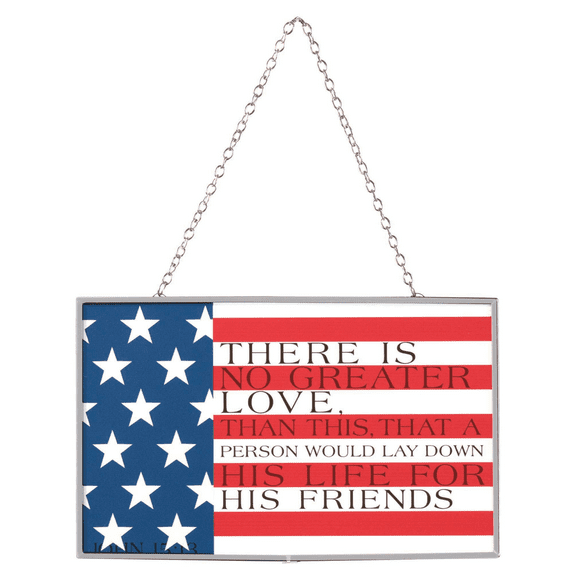 Dicksons There is No Greater Love Than This Multicolor 8 x 5 Metal and Glass Suncatcher with Suction Cup Hanger