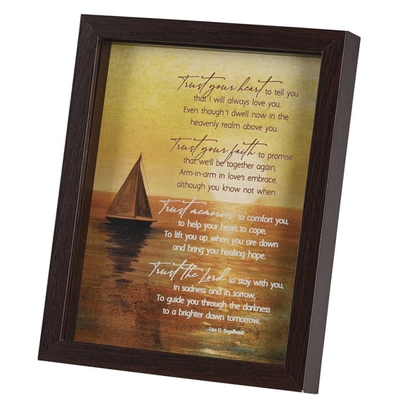 Dicksons Trust Your Heart Trust The Lord Dark Brown Wood and Glass Shadowbox Style Tabletop or Hanging Wall Art 11 x 9 Inch