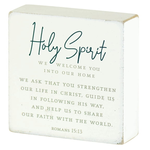 Dicksons We Welcome You Into Our Home Encouraging Verse Block Style White 3 x 3 MDF Mini Tabletop Plaque