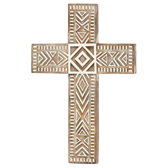 Dicksons Whitewash Geometric 7 x 10 Resin Hanging Wall Cross