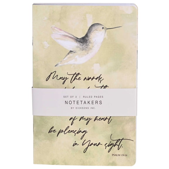 Dicksons Women's Inspirational Christian Notetakers Lined Journal Ruled Notebook 5.5 x 8.5 Inch Paper Hummingbird Floral Scripture Assorted Set of 3
