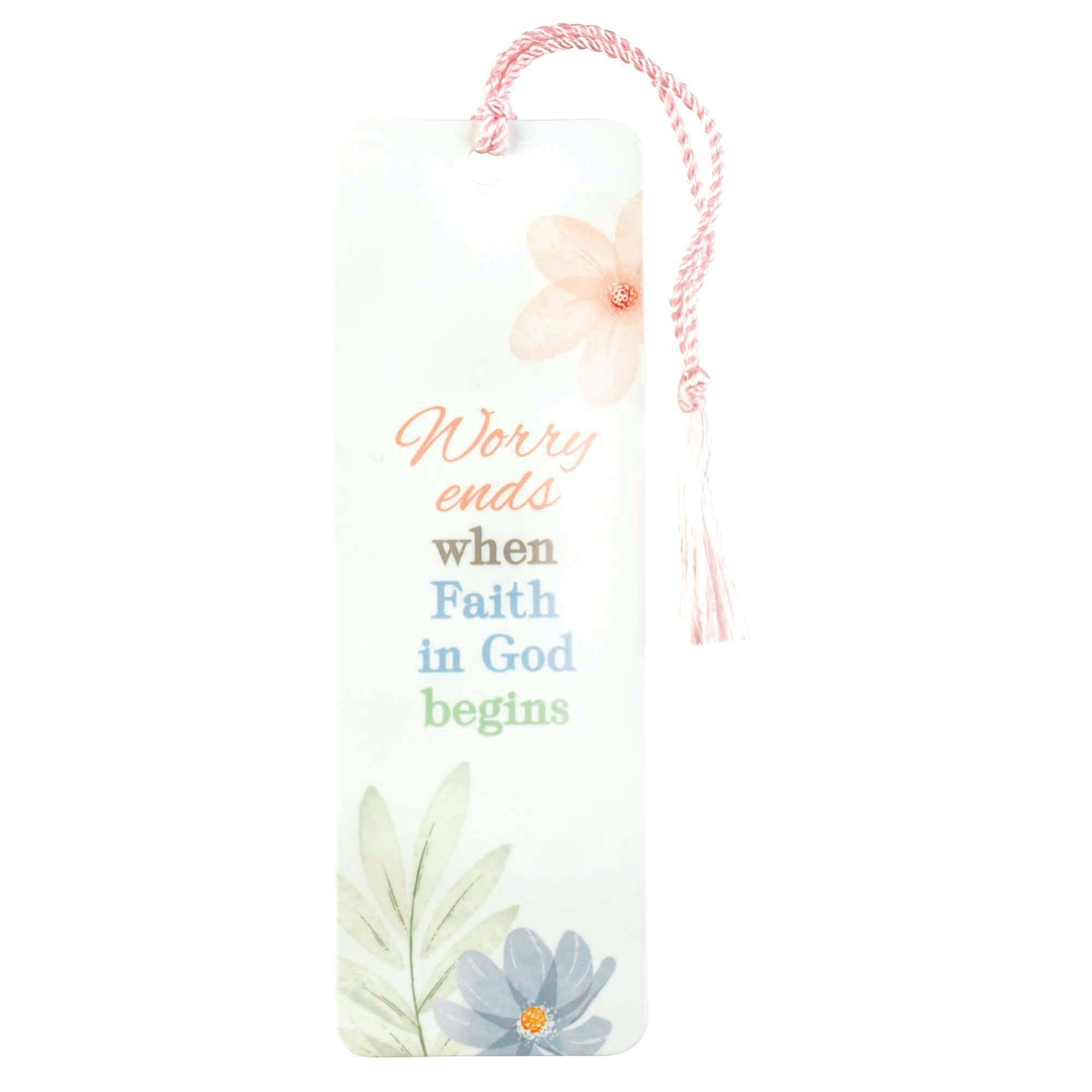 Dicksons Worry Ends Encouraging Verse Decorative White 6 x 2 Paper and Tassel Tassel Decoration Bookmark Pack of 12