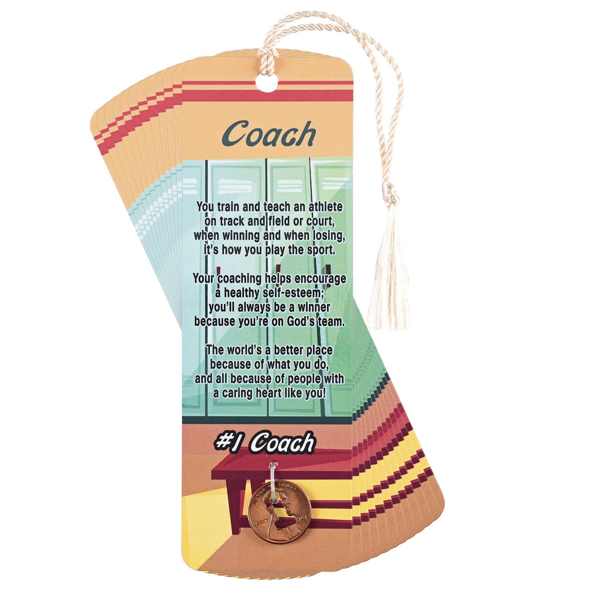 Dicksons You Train and Teach - #1 Coach, Multicolor 6 x 2 Inch Paper Tassel Bookmark with Coin; Pack of 15