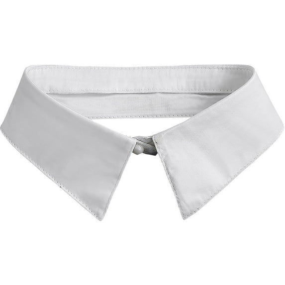 Dicky Collar Woman Faux Pearl Button Solid Color Thin Collar Detachable Shirt False Collar Costume Accessories White