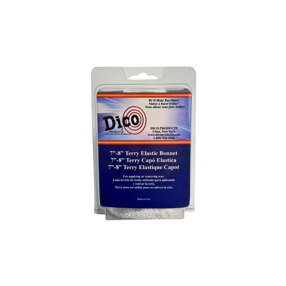 Dico Elastic Edge Terrycloth Bonnet For Backing Pads, 7-8"