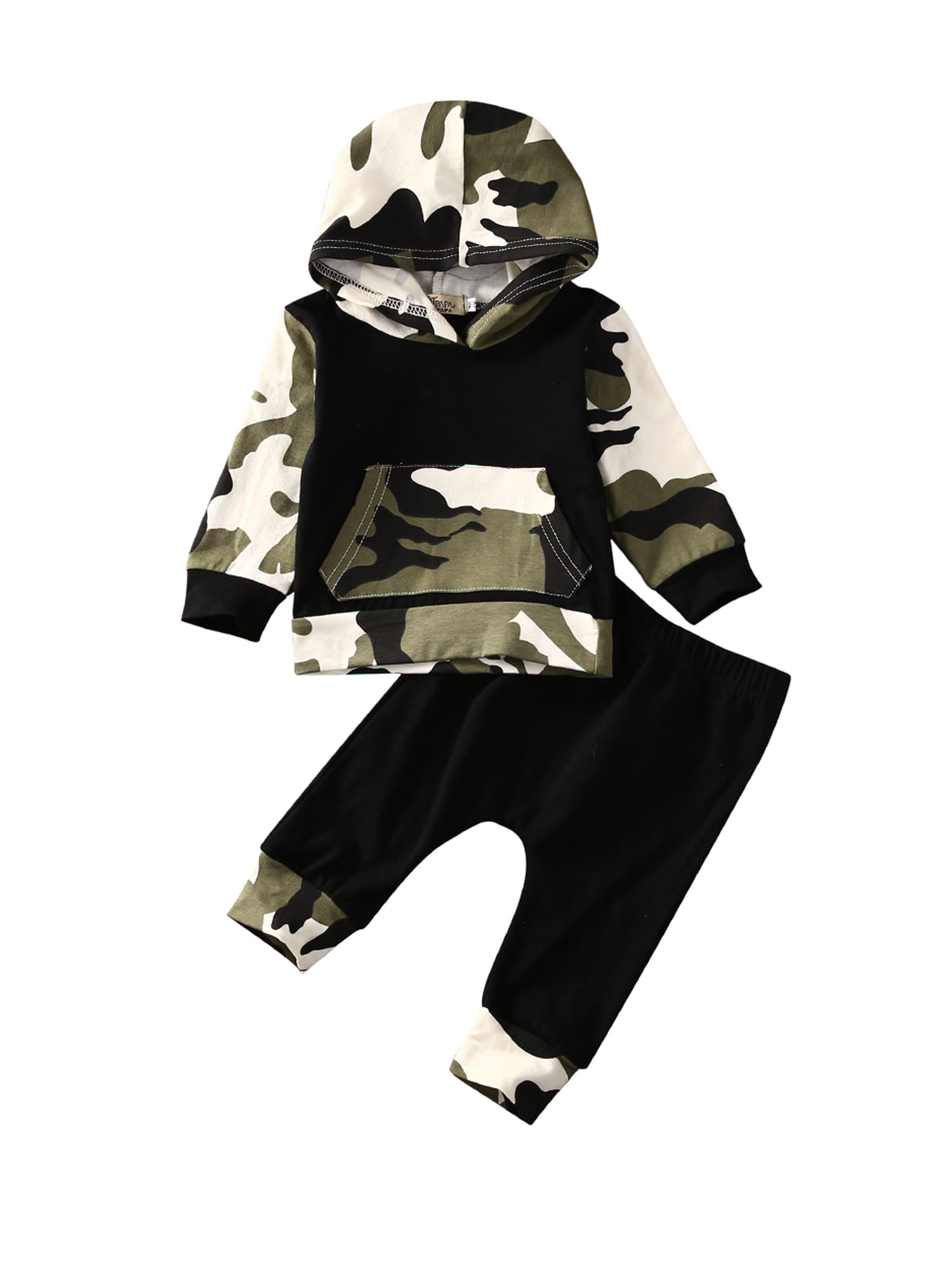 Diconna Baby Boys Camouflage Clothes Long Sleeve Camo Hooded Sweatshirt Tops Casual Outfit Set