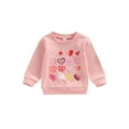 thumbnail image 1 of Diconna Baby Girl Boy Valentine s Day Clothes Heart Print Long Sleeve Crewneck Pullover Sweatshirt Cute Romper Outfit Pink 12-18 Months, 1 of 8