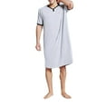 thumbnail image 1 of Diconna Mens Soft Pockets Detail Pajamas Home Bath Gown Male Nightgown Gray XL, 1 of 2