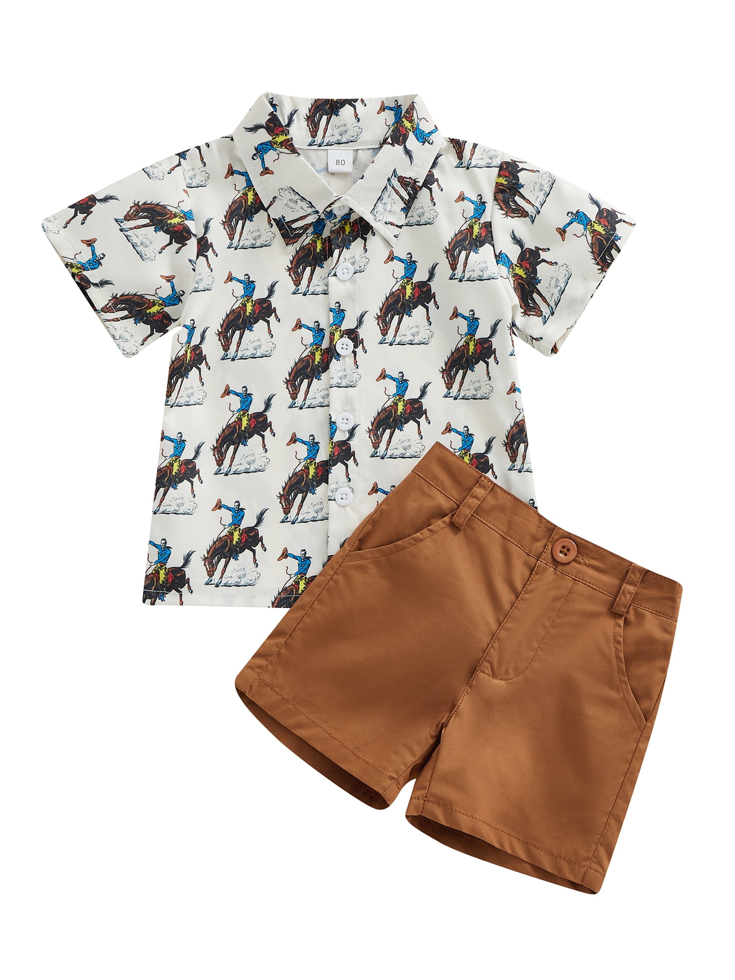 Diconna Toddler Baby Boy Western Clothes Summer Cowboy Print Short