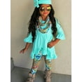 thumbnail image 1 of Diconna Toddler Kid Little Girl Outfit Flared Flutter Top Shirt Dress+Floral Legging Pants Clothes 3Pcs/Set Green 4-5 Years, 1 of 5