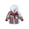 thumbnail image 1 of Diconna Toddler Kids Baby Boy Long Sleeve Plaid Shirts Hoodie Jacket T-Shirt Top Coat Fall Winter Clothes Red 3-4 Years, 1 of 8