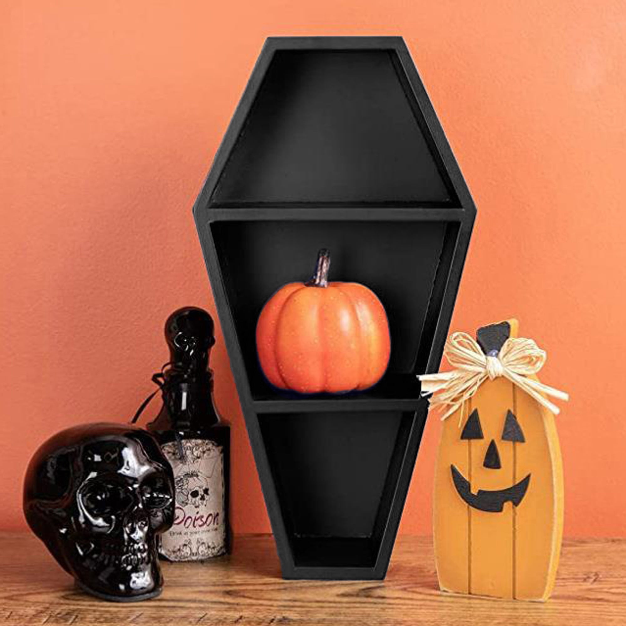 Creative Gothic Coffin Storage Rack Horror Decor Organizer Holder Halloween  Coffin Model Decoration Prank Haunted House Prop