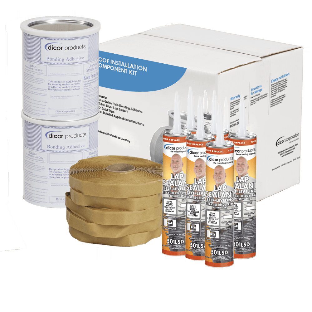 Dicor, RV Rubber Roof Kit, 401-CK-D, Bright White with Sealant ...