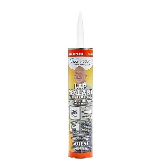 Dicor 501LST-1 HAPS-Free Self-Leveling Lap Sealant for Horizontal Surfaces - 10.3 Oz, Tan, Secure, Ideal for RV Roofing, Maintenance, Repair, Appliance Application