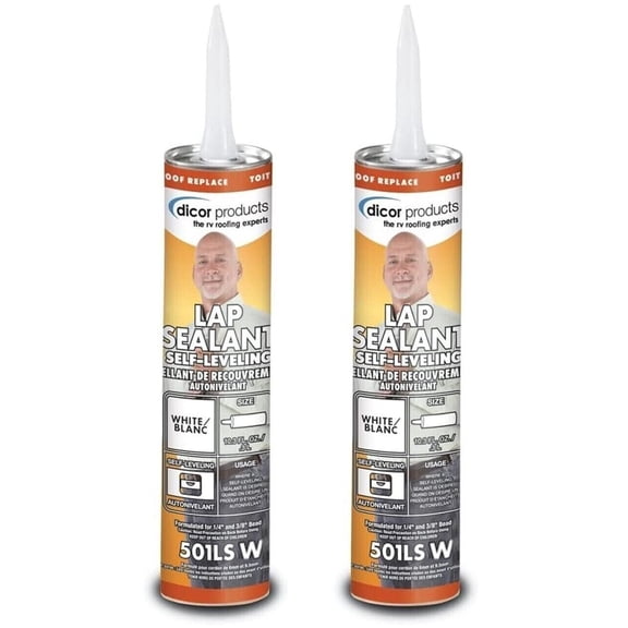 Dicor 501LSW-1, Lap Sealant Self-Leveling, White, 10.3 Ounce Tube (2)