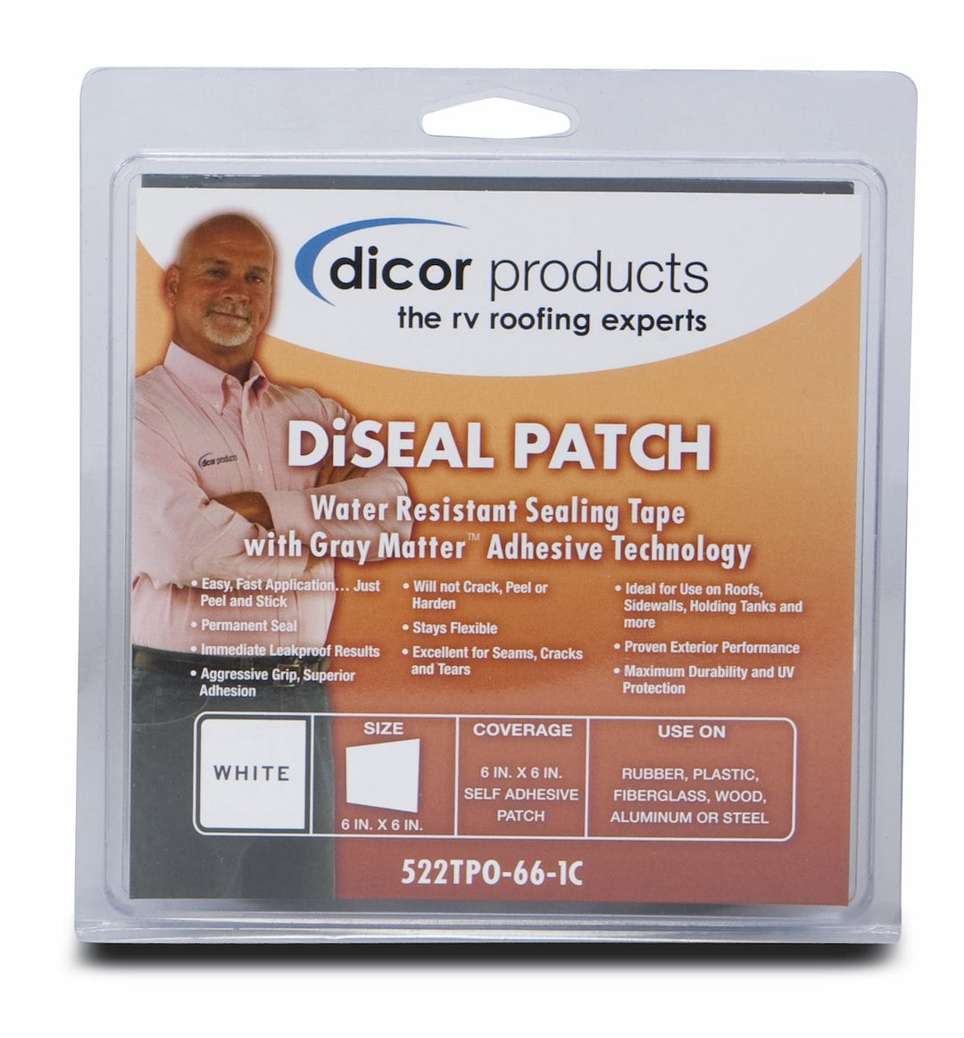 Dicor 522Tpo-66-1C White 6" X 6" Patch Diseal Tape