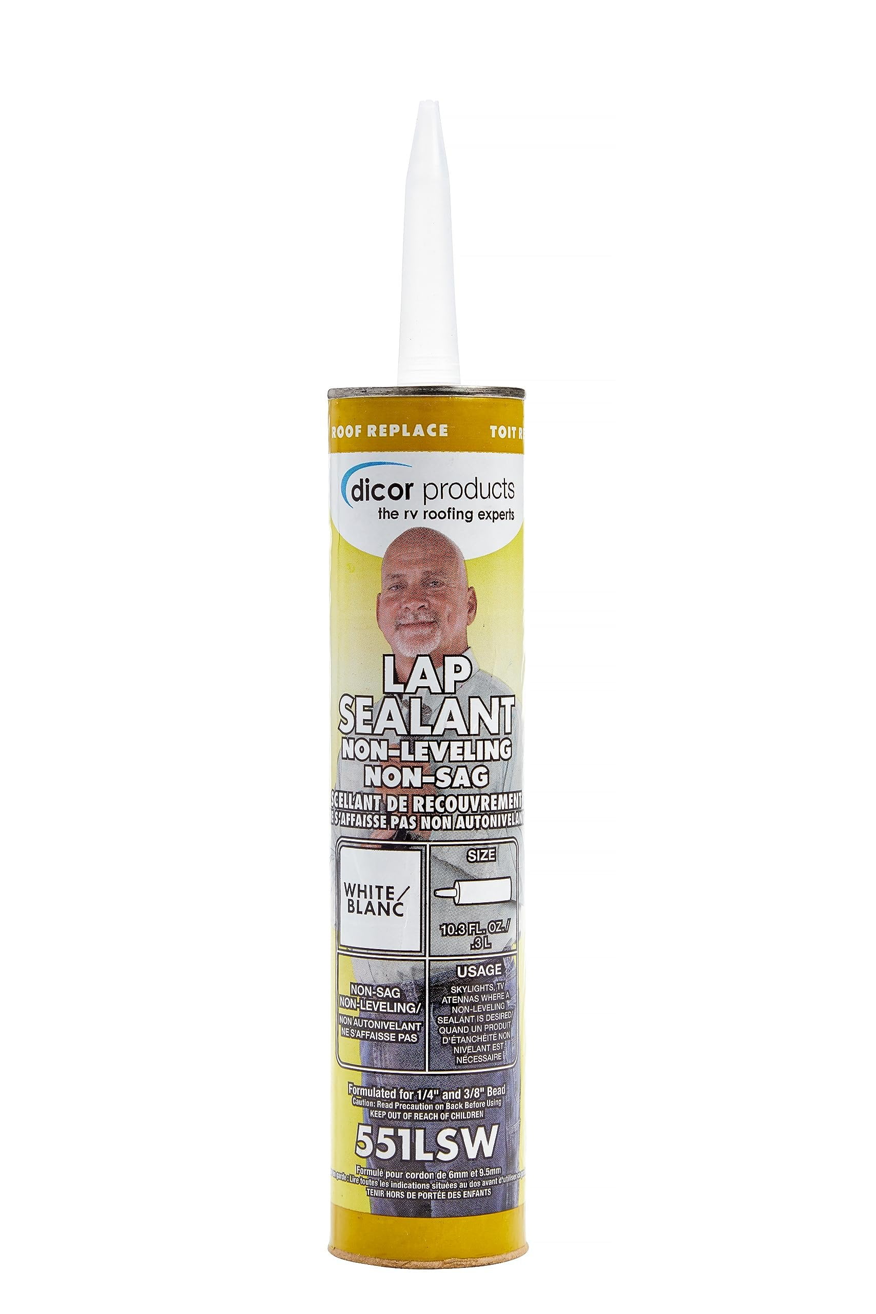 White Non-Leveling Rubber Roof Lap Sealant Tube, 10.3 Ounce