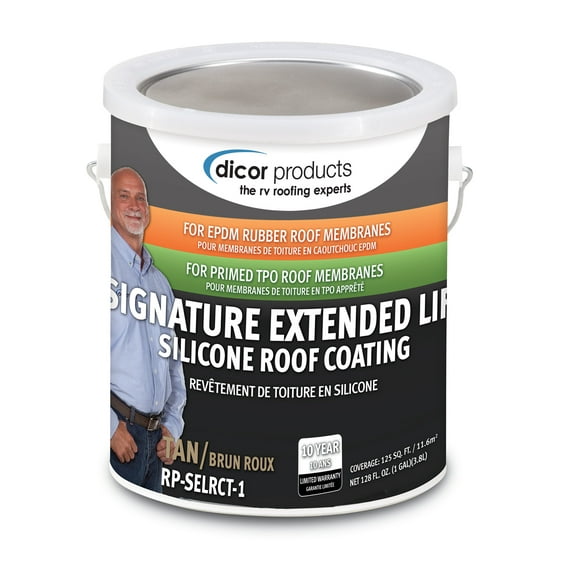 Dicor D6J-RPSELRCT1 125 sq ft. Signature Roof Coating for RV Roofs, Tan